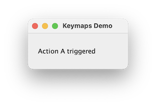 MainPanel showing text “Action A triggered”